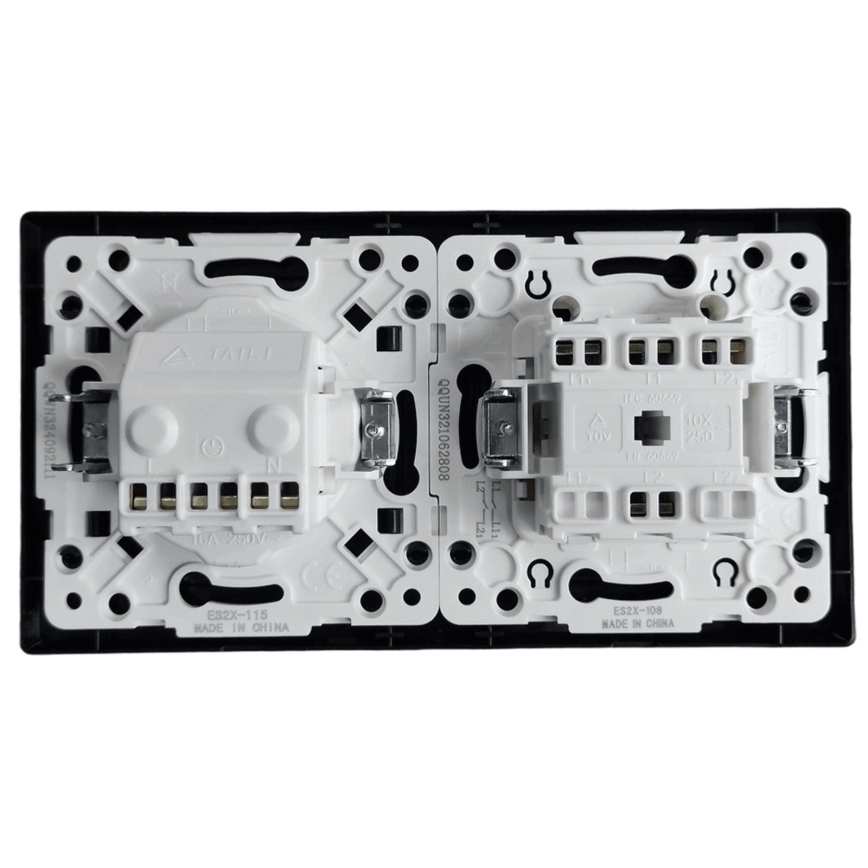 Aigostar - Dubbele schakelaar nr. 5 en SCHUKO-stopcontact 230V met zwart frame