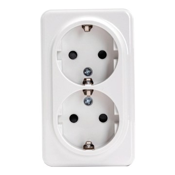 Aigostar - Dubbele wandcontactdoos SCHUKO 250V wit