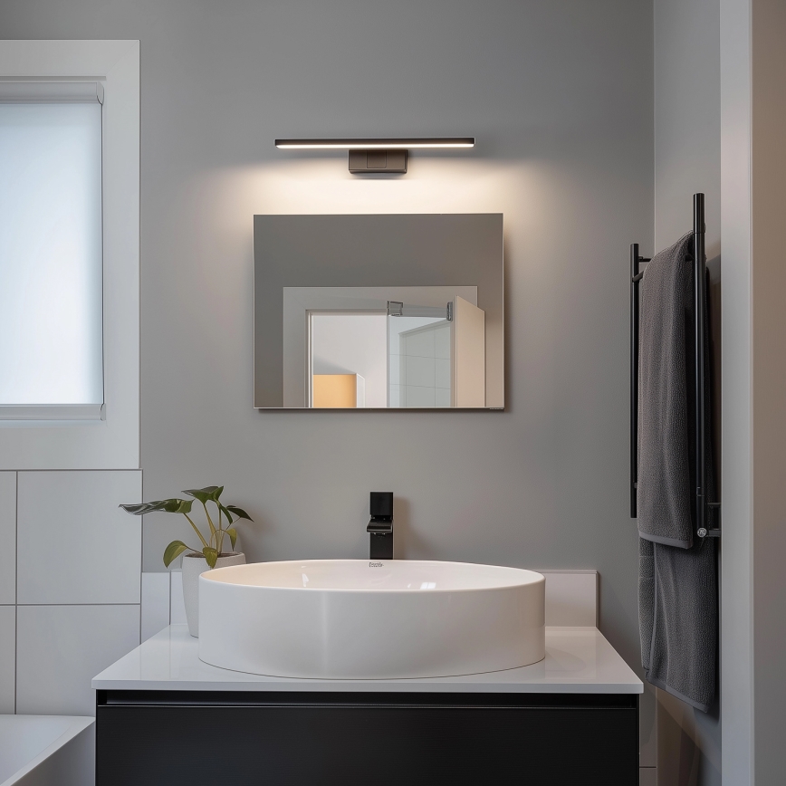 Aigostar - Éclairage miroir LED pour salle de bains/8W/230V 4000K 40 cm IP44 noir
