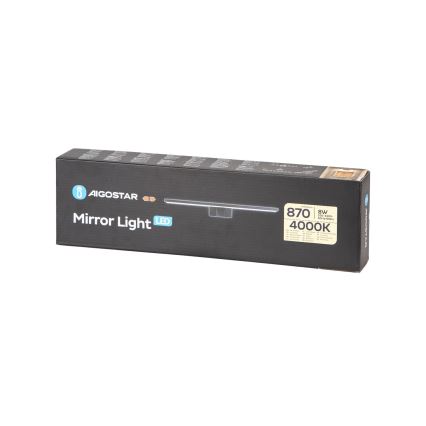 Aigostar - Éclairage miroir LED pour salle de bains/8W/230V 4000K 40 cm IP44 noir