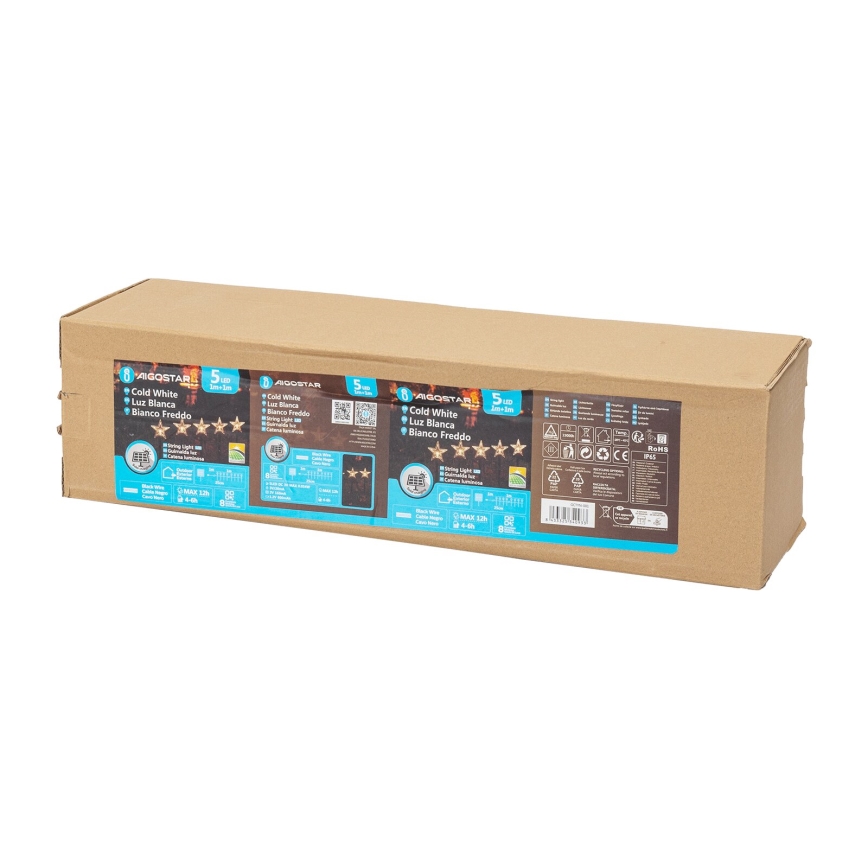 Aigostar - Éclairage solaire de Noël LED/0,054W/1,2V 1m IP65 800 mAh blanc froid