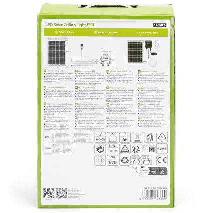 Aigostar - Éclairage solaire LED/70W/12V 6000 mAh 6500K d. 20,5 cm + Télécommande