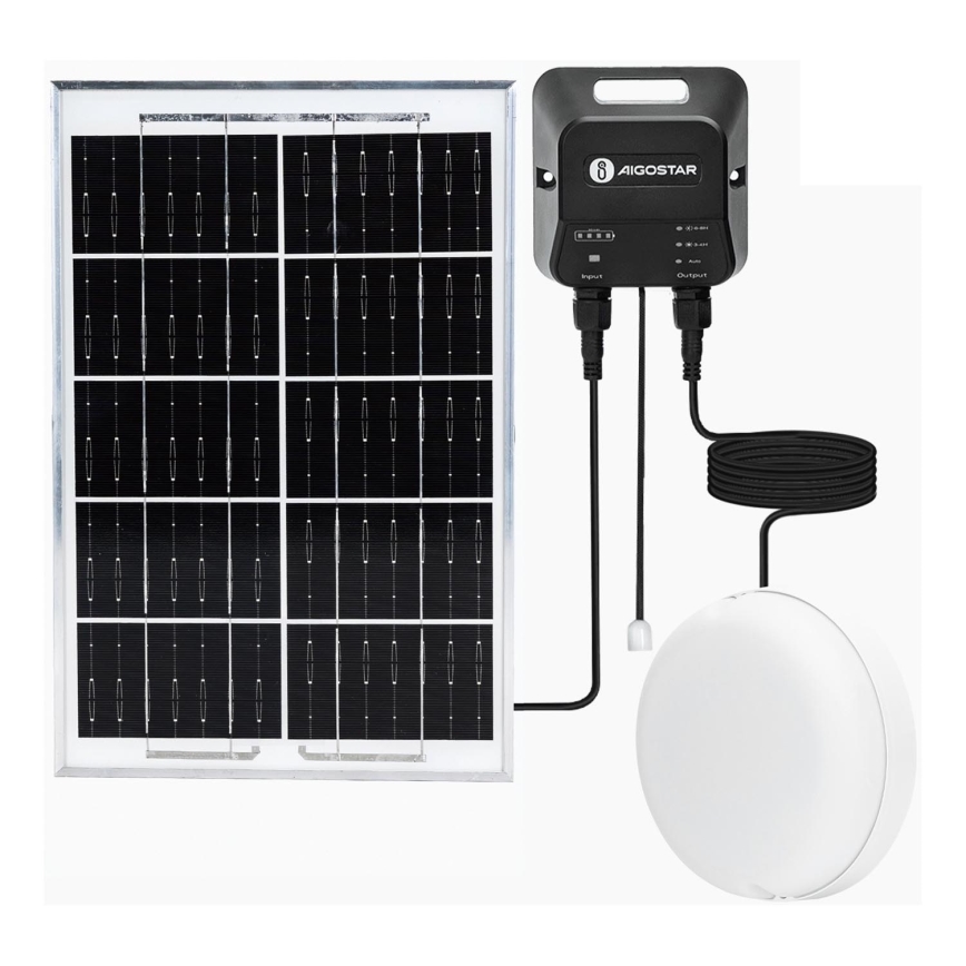 Aigostar - Éclairage solaire LED/70W/12V 6000 mAh 6500K d. 20,5 cm + Télécommande