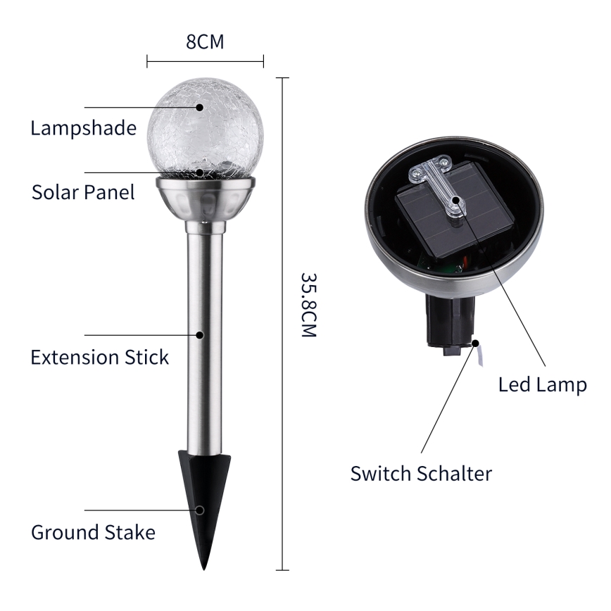 Aigostar - Éclairage solaire RGB LED/0,08W/2V IP44 200 mAh