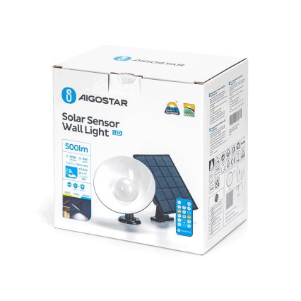 Aigostar - Éclairage solaire SOLAR avec détecteur LED/3,2V 3000K/4000K/6500K IP65 + Télécommande