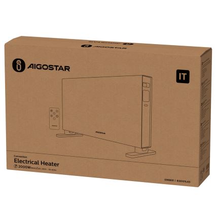 Aigostar - Elektrische convector/ruimteverwarmer met LCD-display ECO/1250/2000W/230V + afstandsbediening