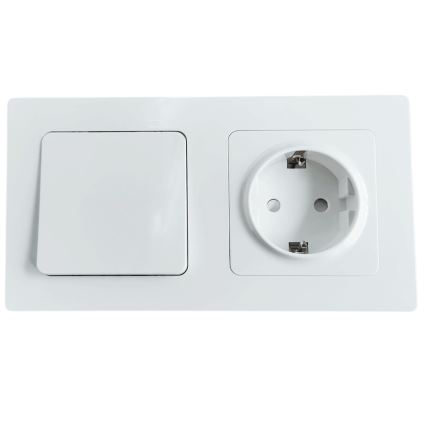 Aigostar - Enkele schakelaar č. 1 en SCHUKO-stopcontact 250V met wit afdekraam