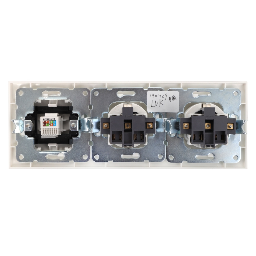 Aigostar - Ethernet-aansluiting en 2x SCHUKO-stopcontact met afdekraam wit