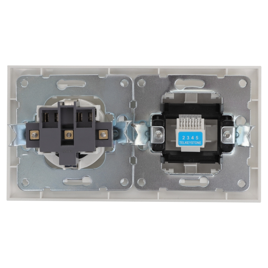 Aigostar - Ethernet-wandcontactdoos en SCHUKO-stopcontact met afdekraam, wit