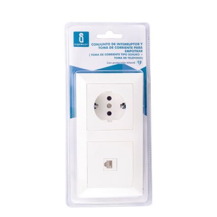 Aigostar - Ethernet-wandcontactdoos en SCHUKO-stopcontact met afdekraam, wit