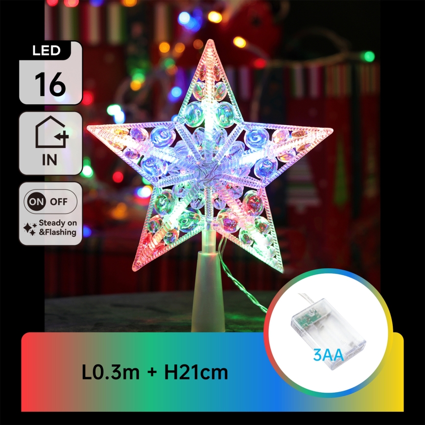 Aigostar - Étoile de Noël LED RGBY 16xLED/3xAA