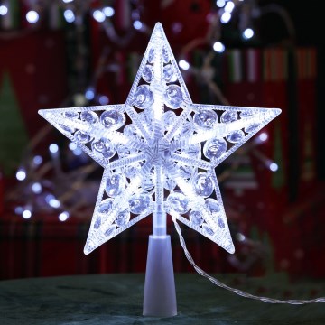 Aigostar - Étoile LED de Noël, 16 LED, 3 x AA, blanc froid