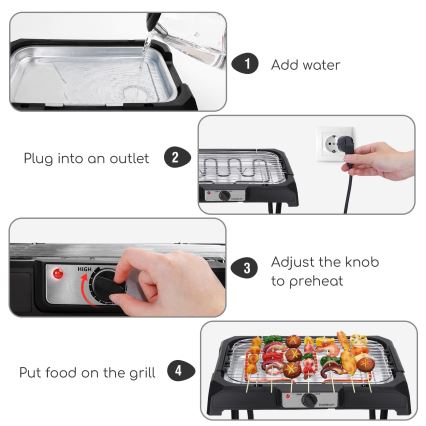 Aigostar - Grill électrique avec support 2000W/230V noir