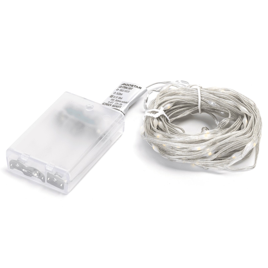 Aigostar - guirlande 100 LED / 3xAA, 10,3 m, blanc chaud