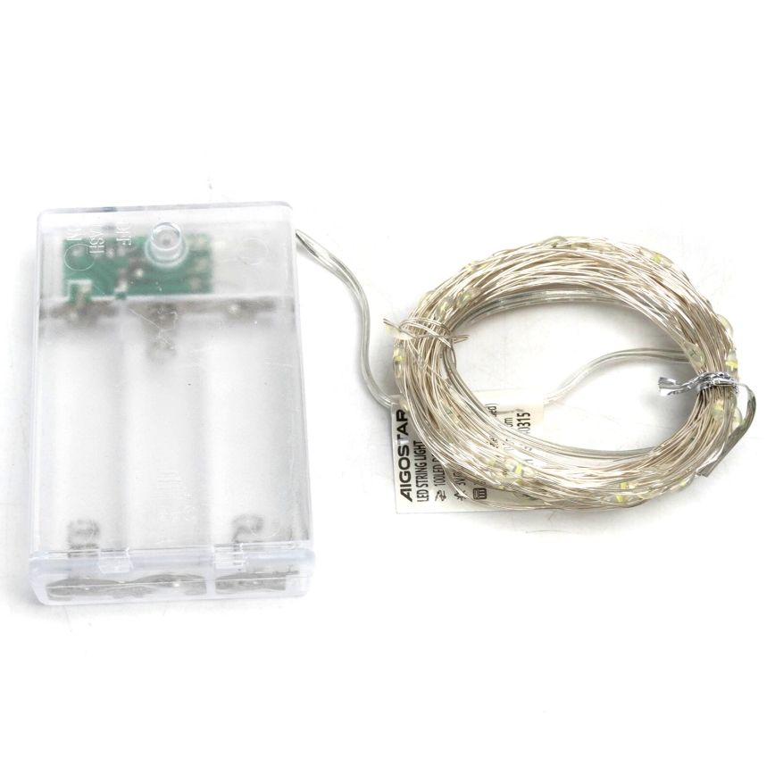 Aigostar - Guirlande de Noël 100xLED/3xAA 10,3m blanc froid