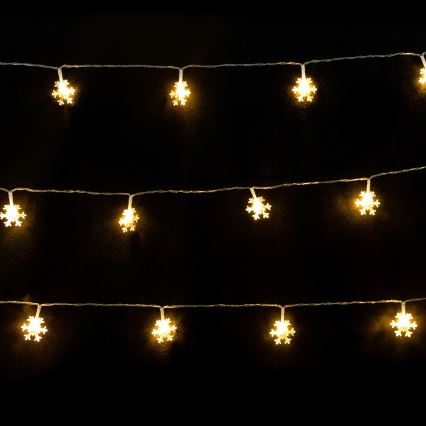 Aigostar - Guirlande de Noël à LED, 10 LED, alimentée par 3 piles AA, 1,5 m, blanc chaud, motif flocons