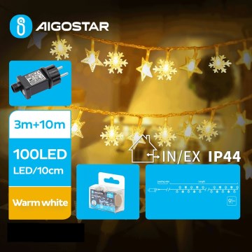 Aigostar - Guirlande de Noël extérieure 100xLED/8 fonctions 13m IP44 blanc chaud