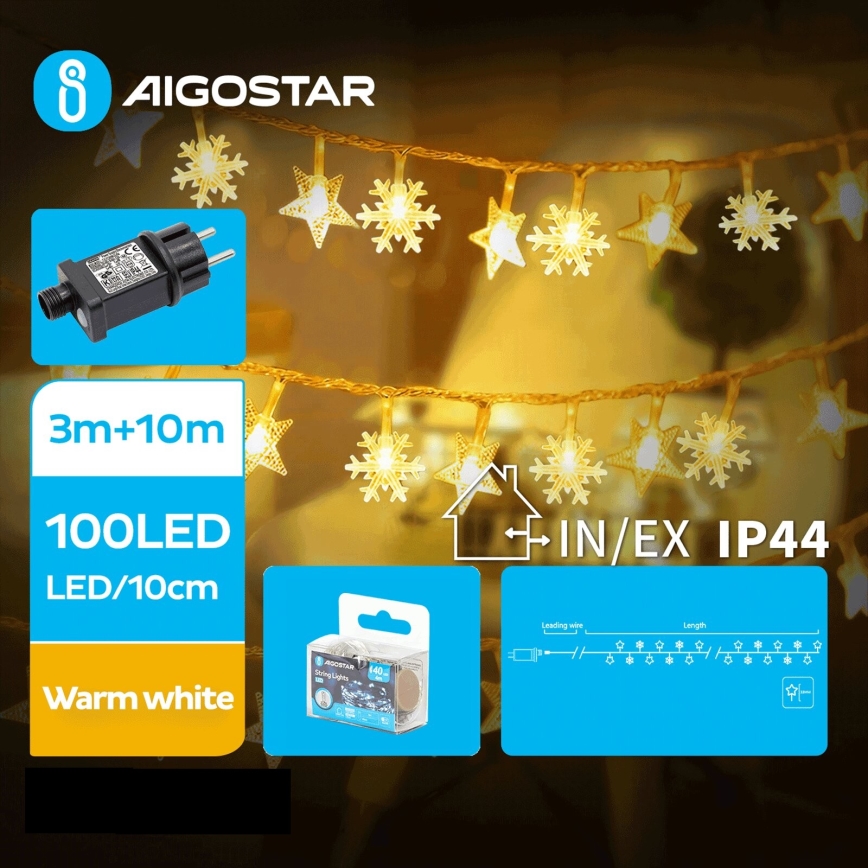 Aigostar - Guirlande de Noël extérieure 100xLED/8 fonctions 13m IP44 blanc chaud