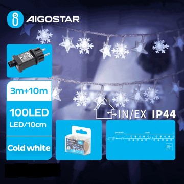 Aigostar - Guirlande de Noël extérieure 100xLED/8 fonctions 13m IP44 blanc froid