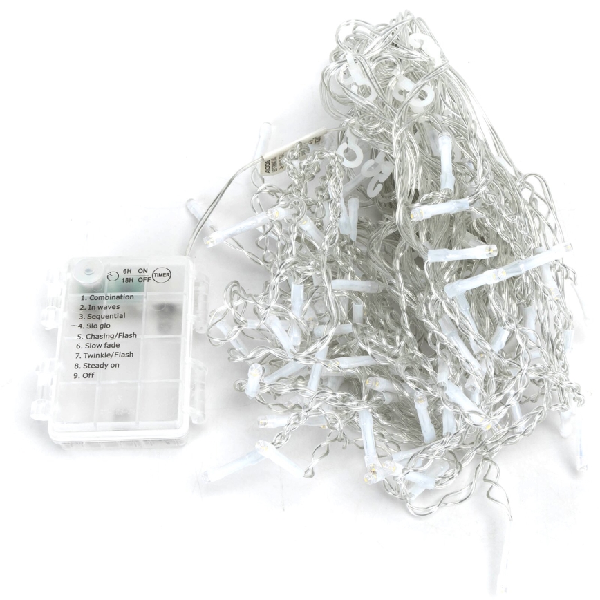 Aigostar- Guirlande de Noël extérieure 100xLED/8 fonctions 3xAA 8x0,6m IP44 blanc chaud