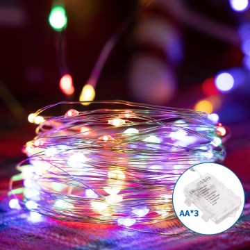 Aigostar - Guirlande de Noël extérieure 100xLED/8 fonctions/3xAA10,3m IP44 multicolore