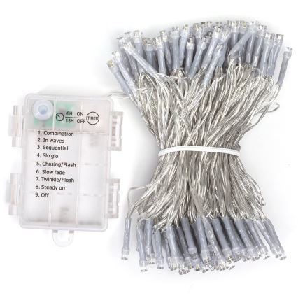 Aigostar -Guirlande de Noël extérieure 150xLED/8 fonctions 3xAA 15,3m IP44 blanc chaud