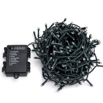 Aigostar-Guirlande de Noël extérieure 300xLED/8 fonctions 3xAA 15,3m IP44 blanc chaud