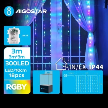 Aigostar - Guirlande de Noël extérieure 300xLED/8 fonctions 3xAA 6x3m IP44 multicolore