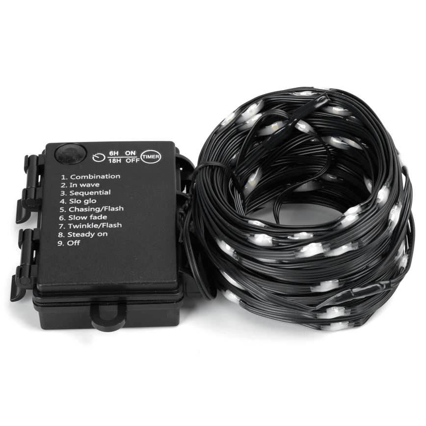 Aigostar -Guirlande de Noël extérieure 50xLED/8 fonctions 3xAA 5,3m IP44 blanc froid