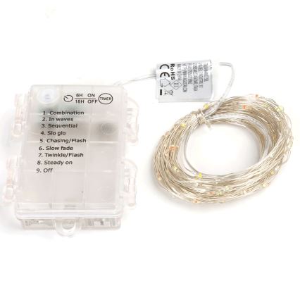 Aigostar - Guirlande de Noël extérieure 50xLED/8 fonctions 3xAA 5,3m IP44 multicolore