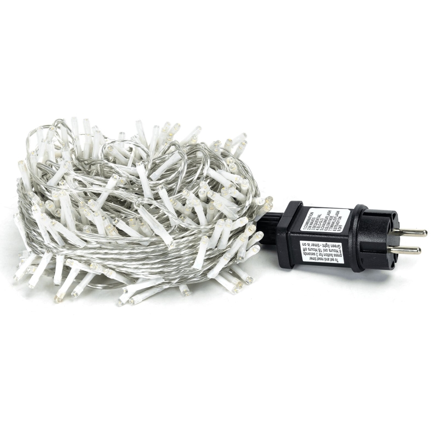 Aigostar - Guirlande de Noël extérieure LED 200 LED / 8 fonctions, 23 m, IP44, blanc chaud