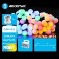 Aigostar - Guirlande de Noël extérieure LED 50 LED, alimentation 3x AA, 8 fonctions, 5,3 m, IP44, multicolore