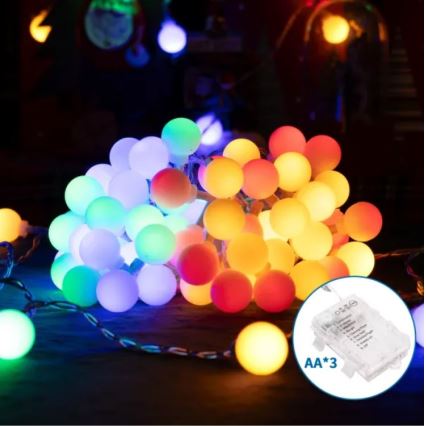 Aigostar - Guirlande de noël extérieure RGBY 50xLED/3xAA/8 fonctions 5,3 m IP44