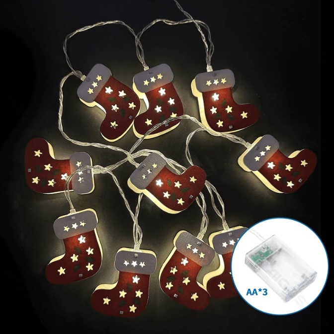 Aigostar - Guirlande de Noël LED 10xLED/3xAA 1,5m blanc chaud chaussettes de Noël
