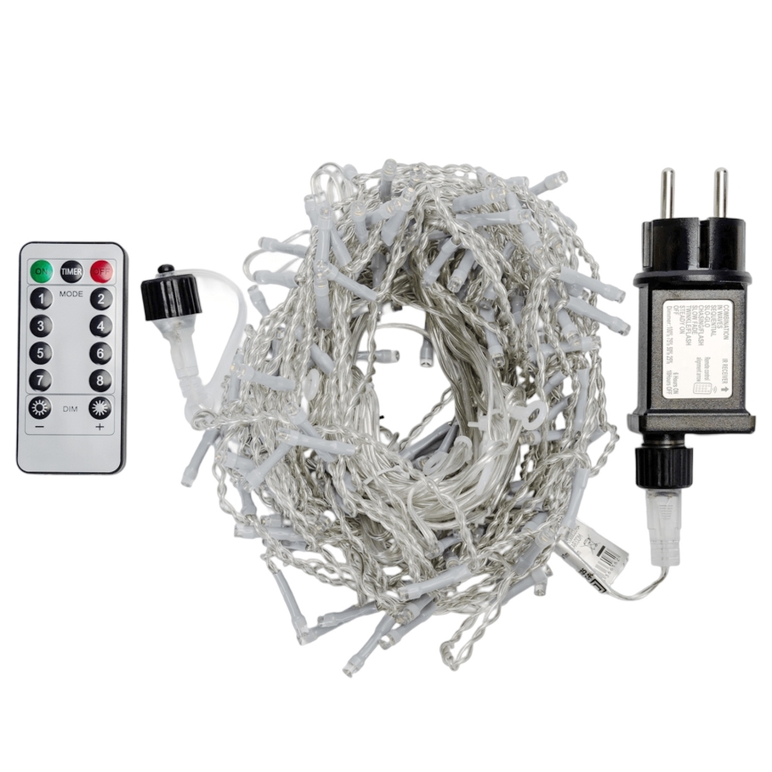 Aigostar - Guirlande LED extérieure 150xLED/6W/230V/8 fonctions 1,5x1m IP44 blanc froid + télécommande