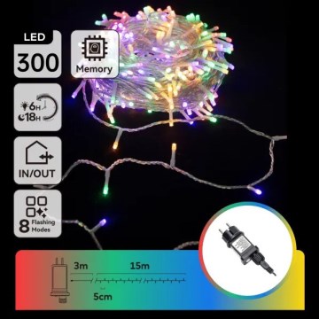 Aigostar - Guirlande de Noël LED d'extérieur 300 LEDs, 8 fonctions, 15 m, IP44, multicolore