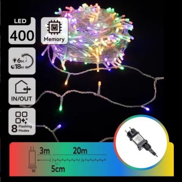 Aigostar - Guirlande de Noël LED d'extérieur 400 LED/8 fonctions 20 m IP44 multicolore