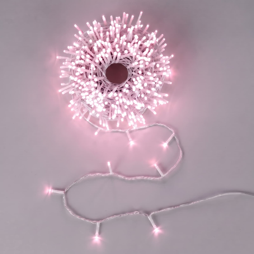 Aigostar - Guirlande de Noël LED d'extérieur 50 LED/8 fonctions 3 x AA 5,3 m IP44 rose