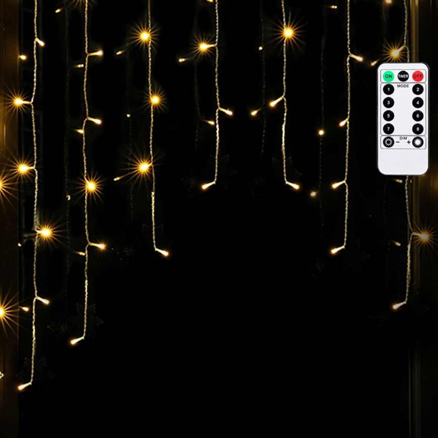 Aigostar - Guirlande LED d'extérieur 200 LED/6W/230V/8 fonctions 3x1m IP44 blanc chaud + télécommande