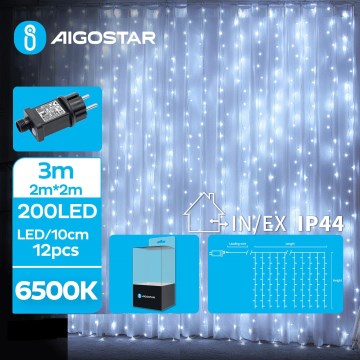 Aigostar - Guirlande de Noël LED extérieure 200xLED/8 fonctions 5x2m IP44 blanc froid