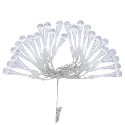 Aigostar - Guirlande de Noël extérieure LED, 25 LED, 8 fonctions, alimentée par 3 piles AA, 2,5 m, IP44, blanc chaud, gouttes