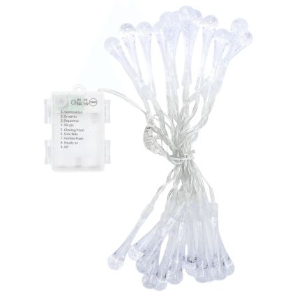 Aigostar - Guirlande de Noël extérieure LED, 25 LED, 8 fonctions, alimentée par 3 piles AA, 2,5 m, IP44, blanc chaud, gouttes