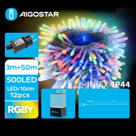 Aigostar - Guirlande de Noël LED extérieure 500xLED/8 fonctions 53m IP44 multicolore