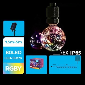 Aigostar - Guirlande de Noël solaire 10xLED/8 fonctions 6,5m IP65 multicolore