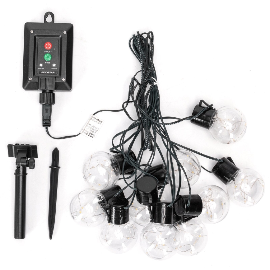 Aigostar - Guirlande de Noël solaire 10xLED/8 fonctions 6,5m IP65 multicolore
