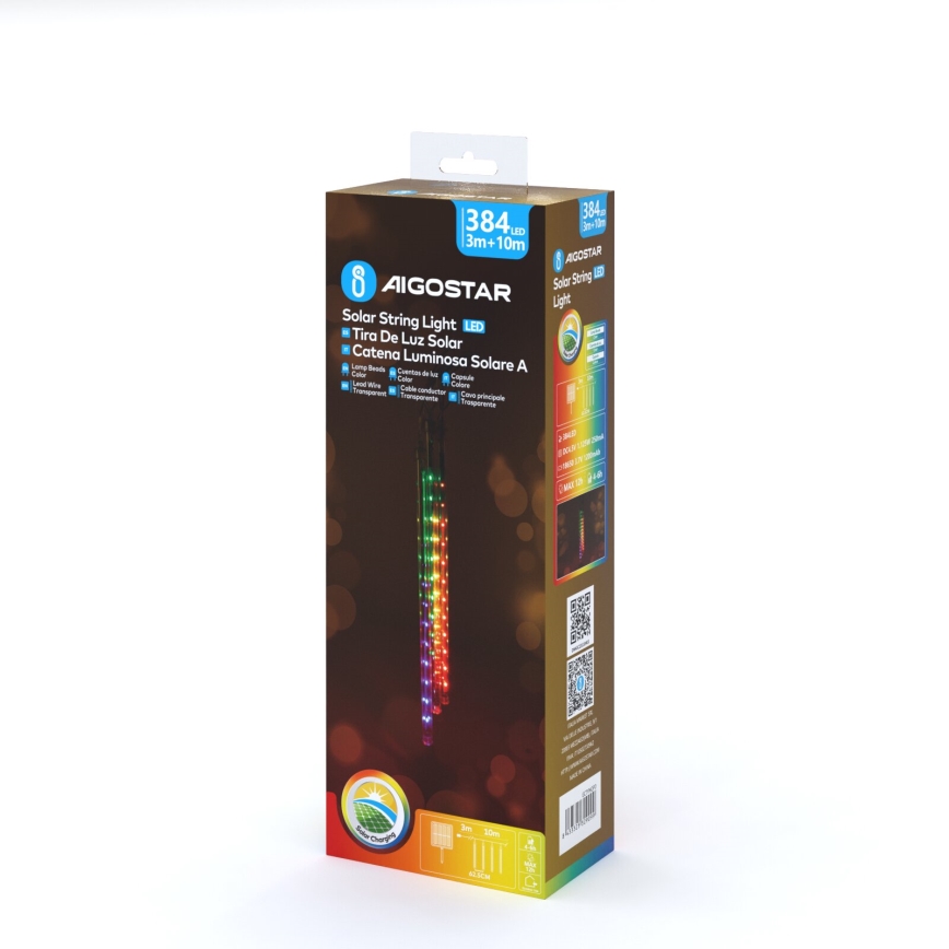 Aigostar - Guirlande de Noël solaire 384xLED/13m IP65 multicolore