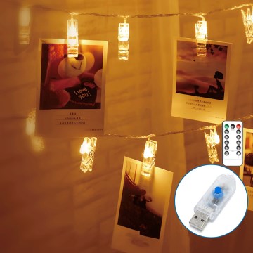 Aigostar - Guirlande décorative à LED, 20 LED, 5 W, USB, 6 m, blanc chaud