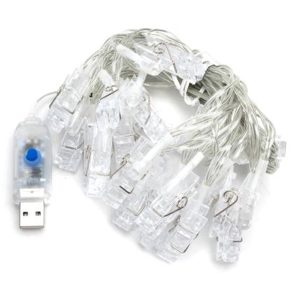 Aigostar - Guirlande décorative LED 20xLED/5W/USB 6 m blanc chaud