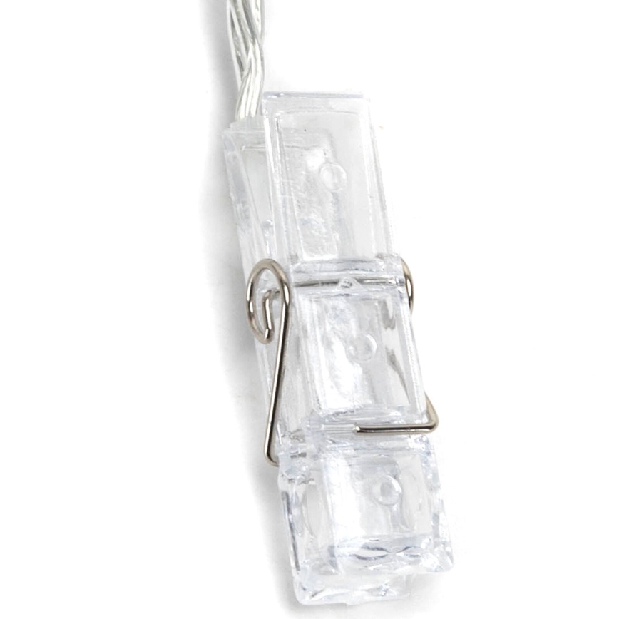 Aigostar - Guirlande décorative LED avec pinces, 20 LED, alimentation 3×AA, 3,3 m, blanc chaud