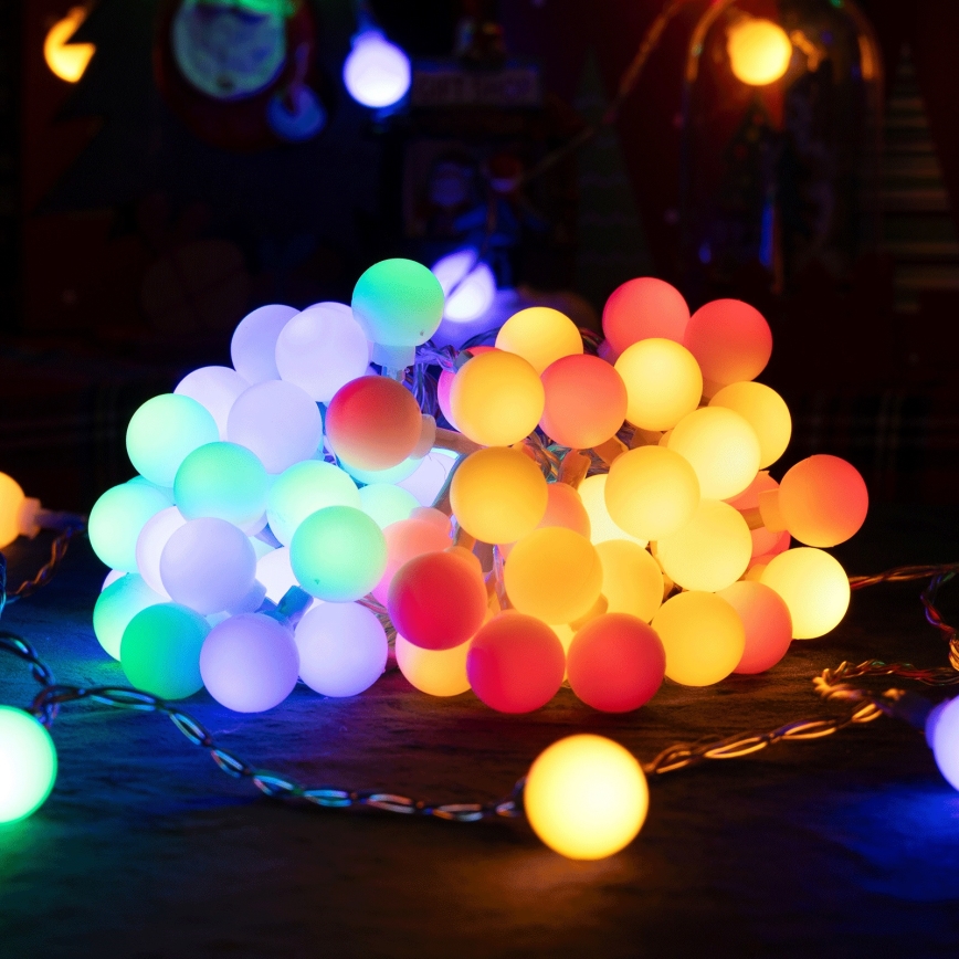 Aigostar - Guirlande LED d'extérieur décorative, 50 LED, 8 modes, 5 m, IP44, multicolore